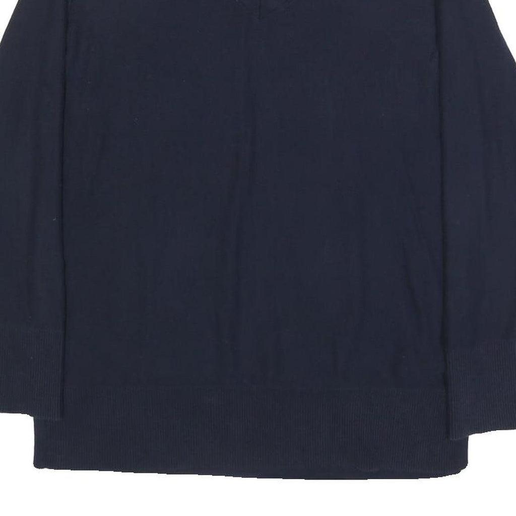 TOMMY HILFIGER Womens Navy Plain V Neck Basic Knit Jumper Cotton M