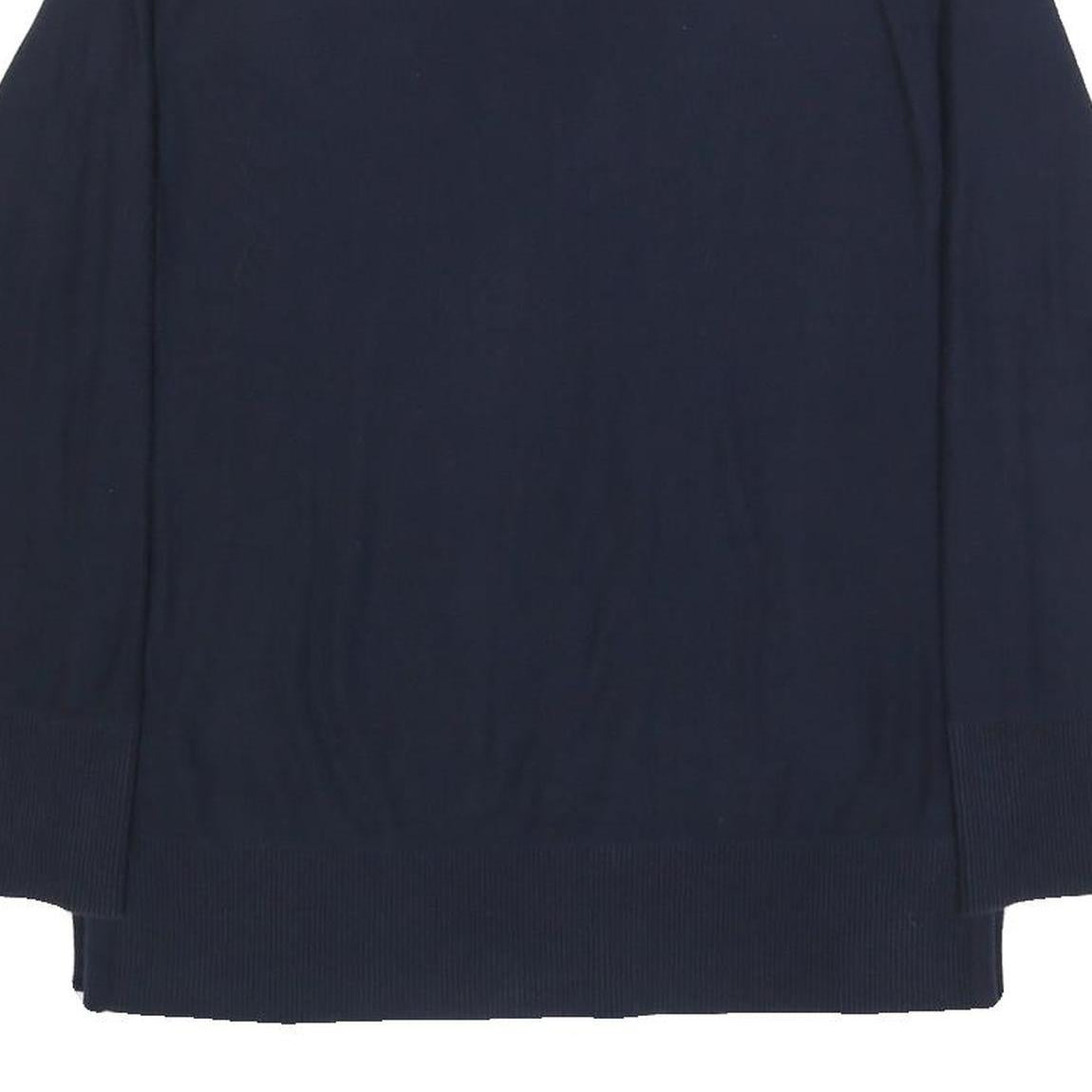 TOMMY HILFIGER Womens Navy Plain V Neck Basic Knit Jumper Cotton M