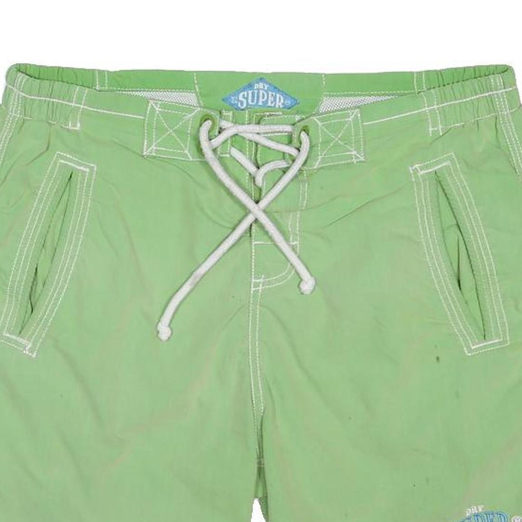 SUPERDRY Mens Light Green Casual Cotton Blend Swimming Shorts M W32 Drawstring