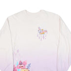 DISNEY Womens White & Lilac Castle Characters Crew Neck XS Sweatshirt
