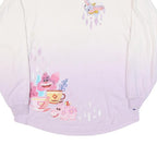 DISNEY Womens White & Lilac Castle Characters Crew Neck XS Sweatshirt