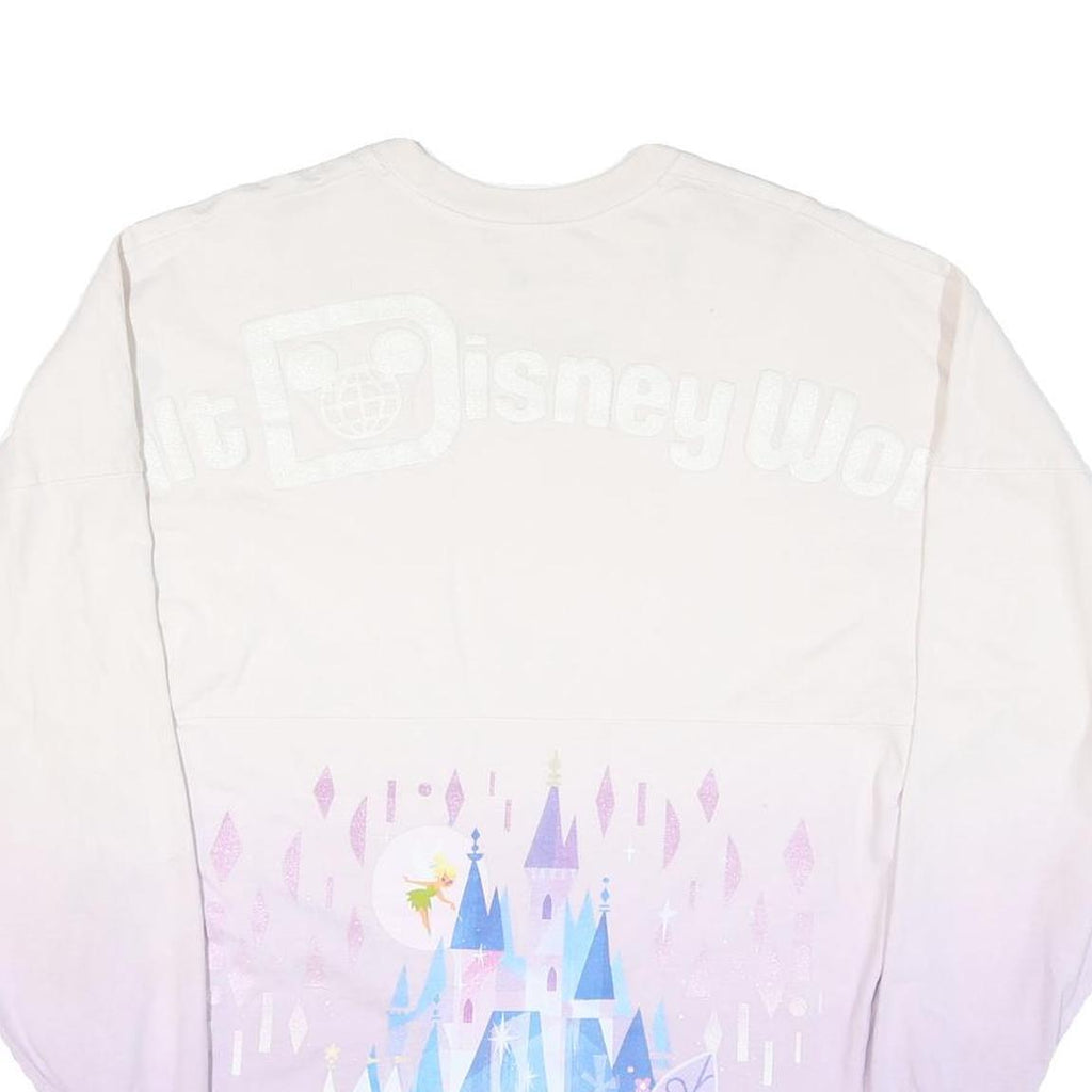 DISNEY Womens White & Lilac Castle Characters Crew Neck XS Sweatshirt
