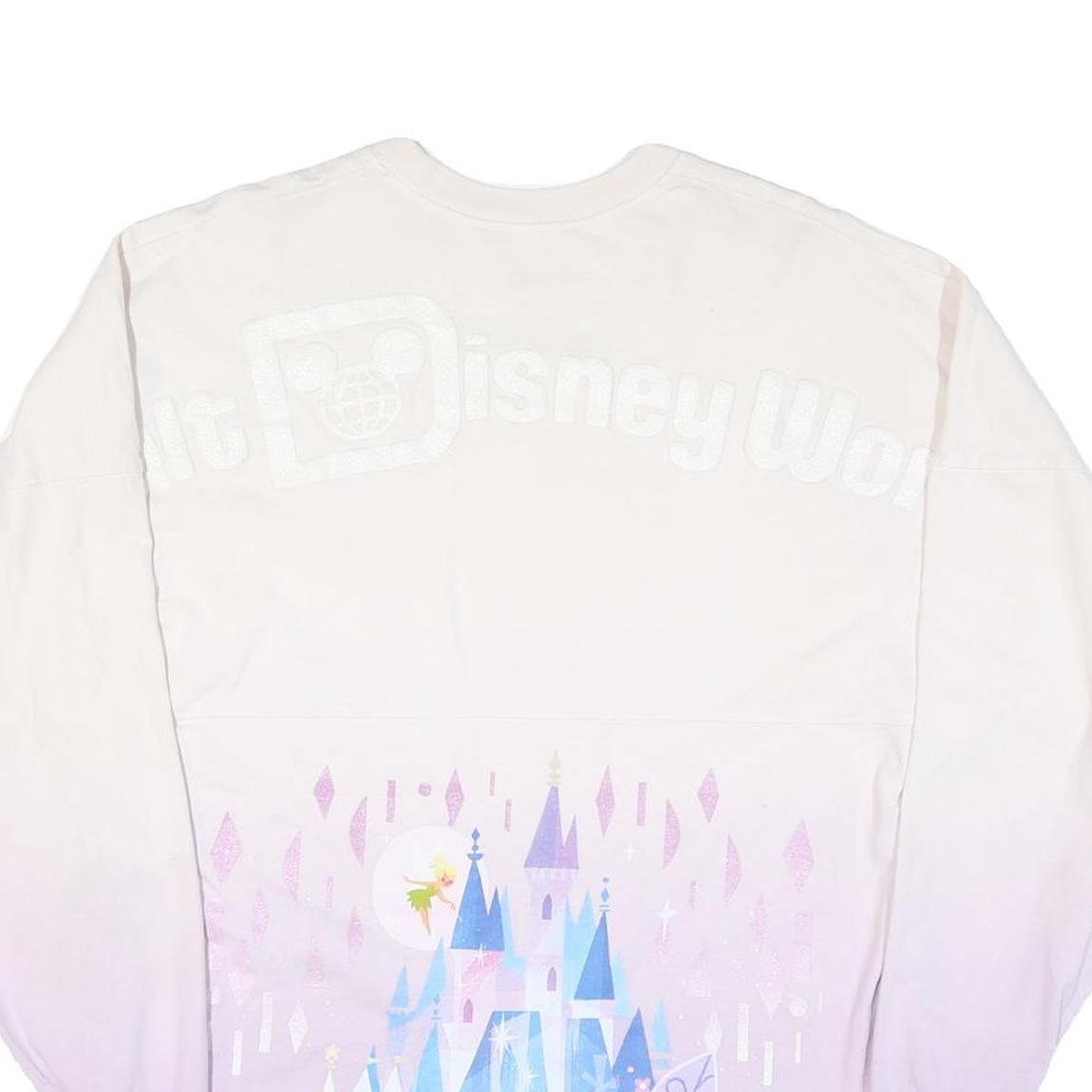 DISNEY Womens White & Lilac Castle Characters Crew Neck XS Sweatshirt