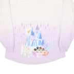 DISNEY Womens White & Lilac Castle Characters Crew Neck XS Sweatshirt