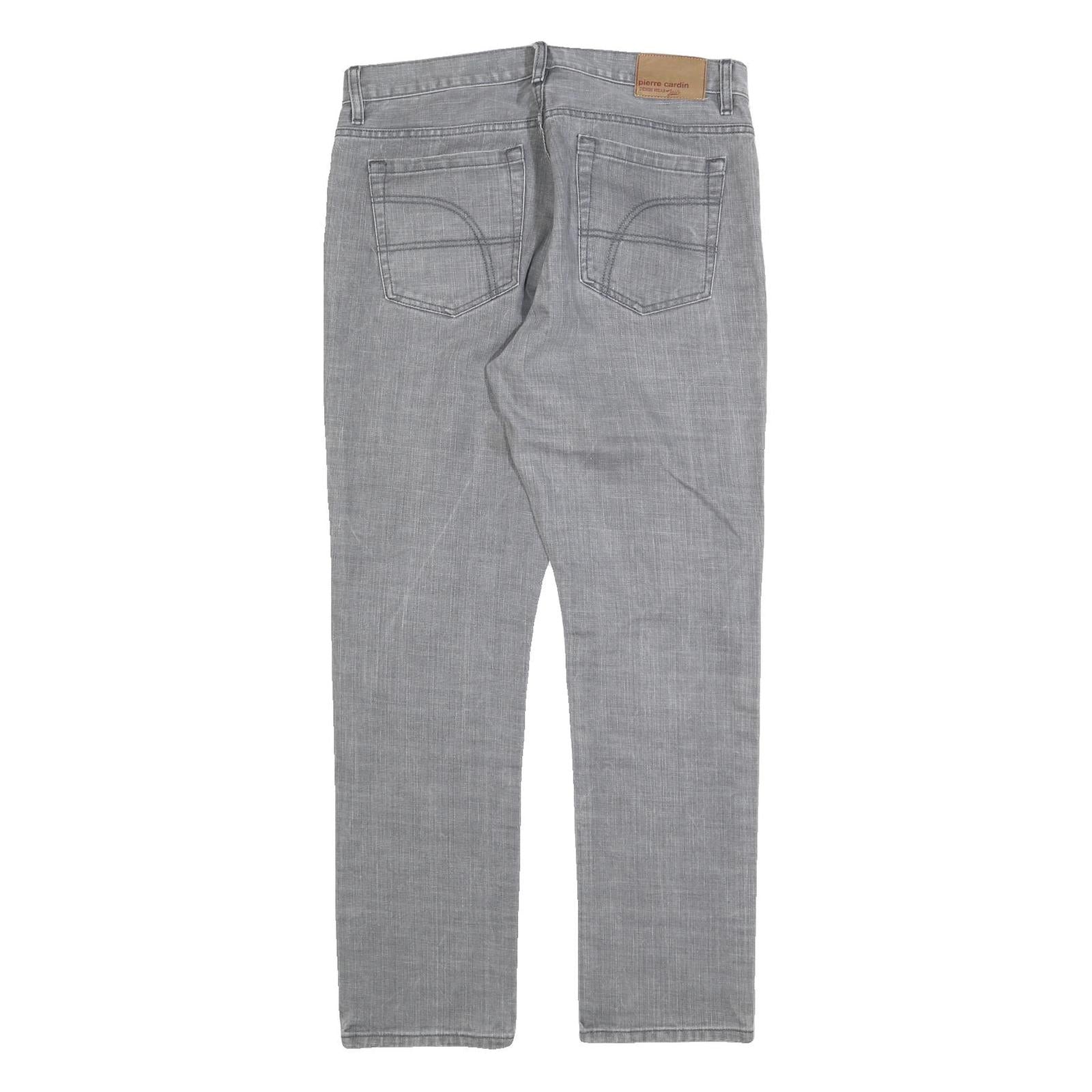PIERRE CARDIN Mens Jeans Grey Regular Straight Denim Medium W36 L32 Casual