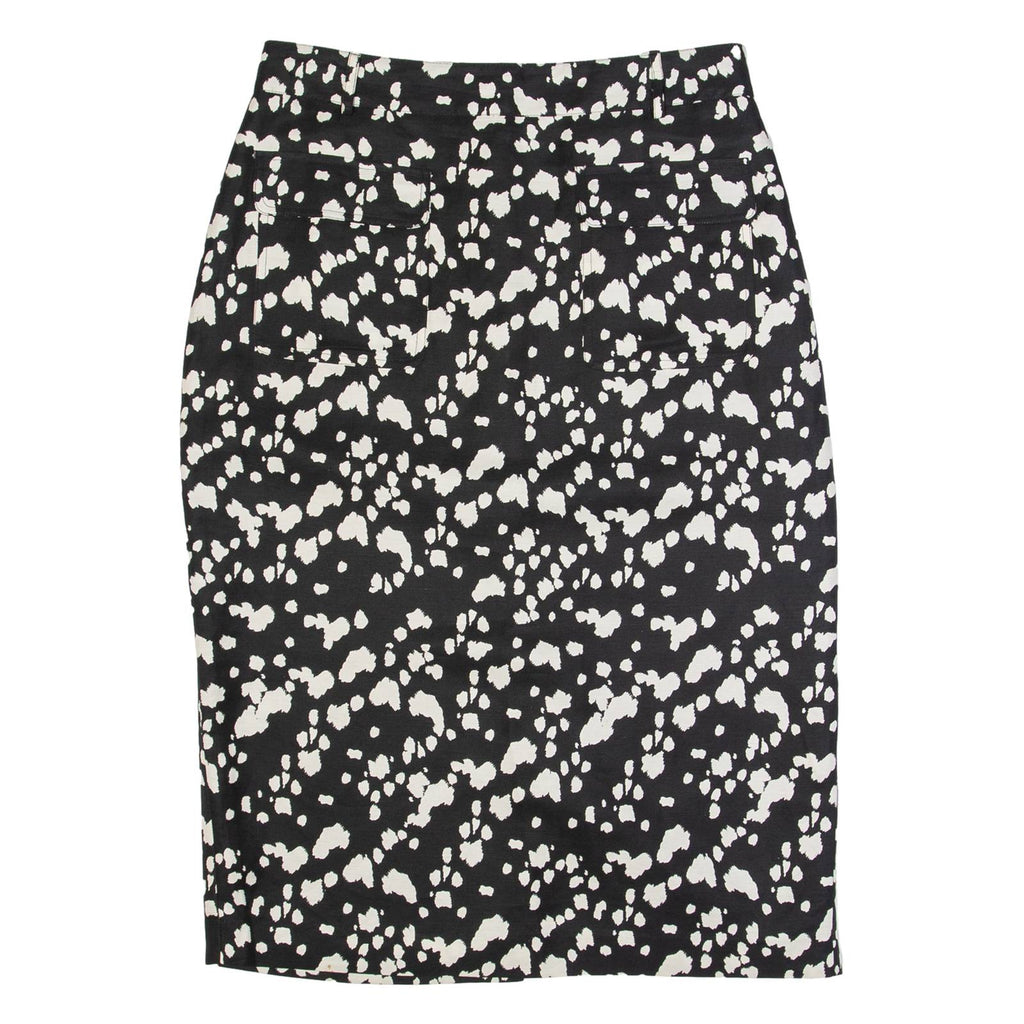 MINT VELVET Womens Pencil Skirt Black Midi Linen Spotted UK 14