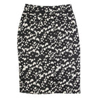 MINT VELVET Womens Pencil Skirt Black Midi Linen Spotted UK 14