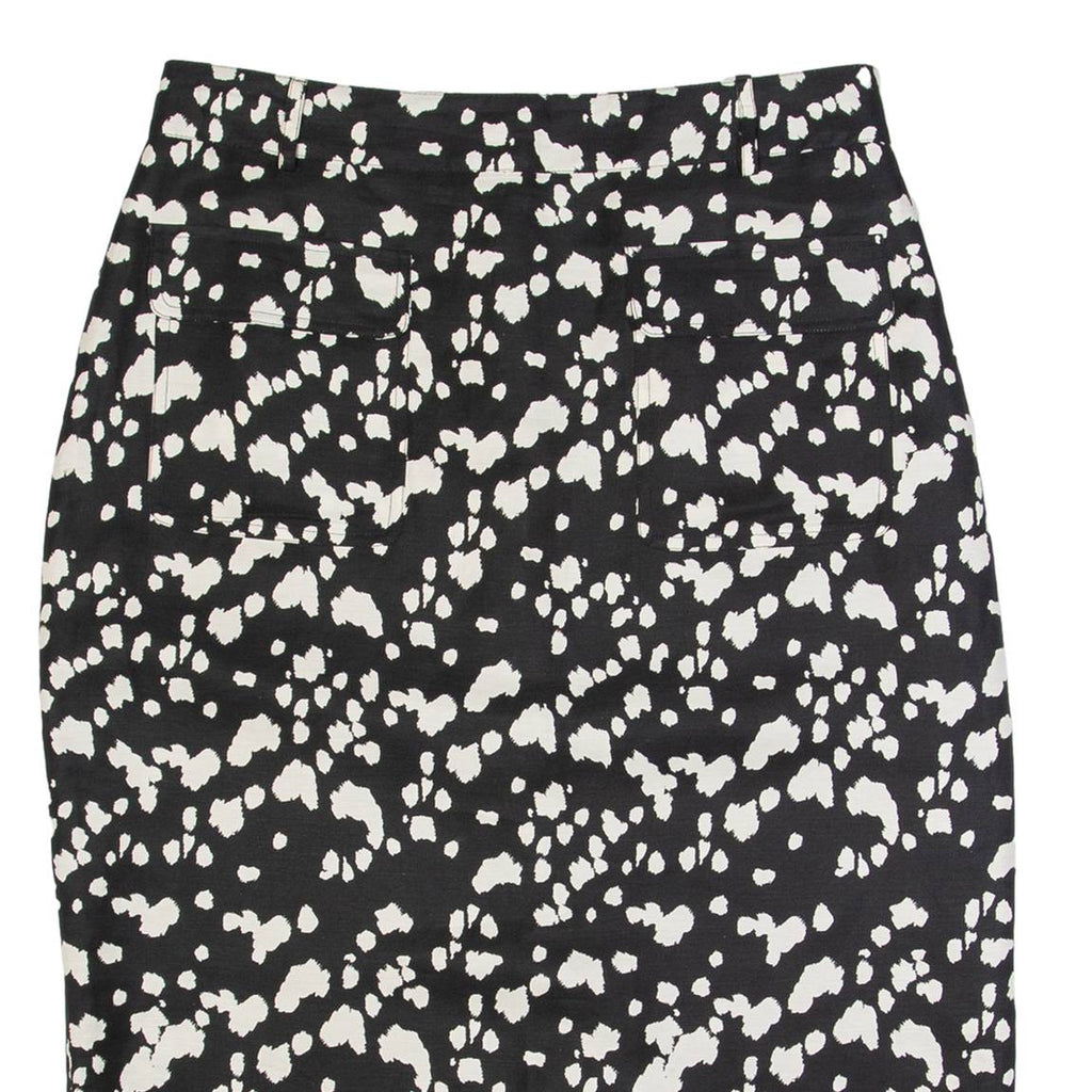 MINT VELVET Womens Pencil Skirt Black Midi Linen Spotted UK 14