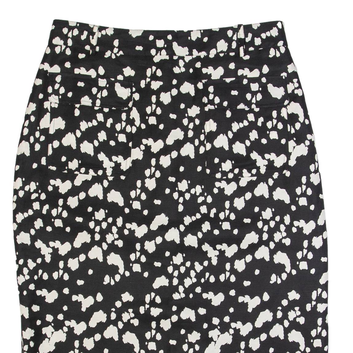 MINT VELVET Womens Pencil Skirt Black Midi Linen Spotted UK 14