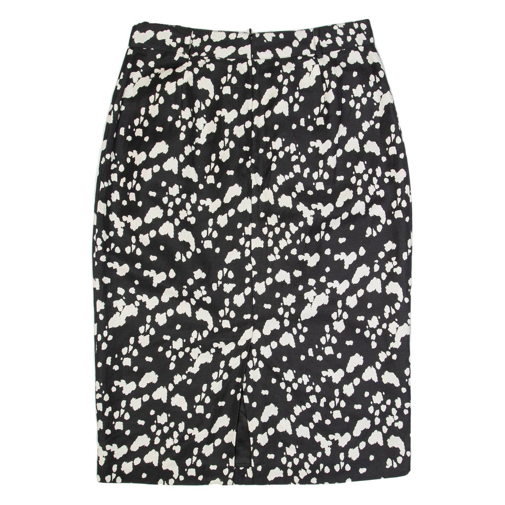 MINT VELVET Womens Pencil Skirt Black Midi Linen Spotted UK 14
