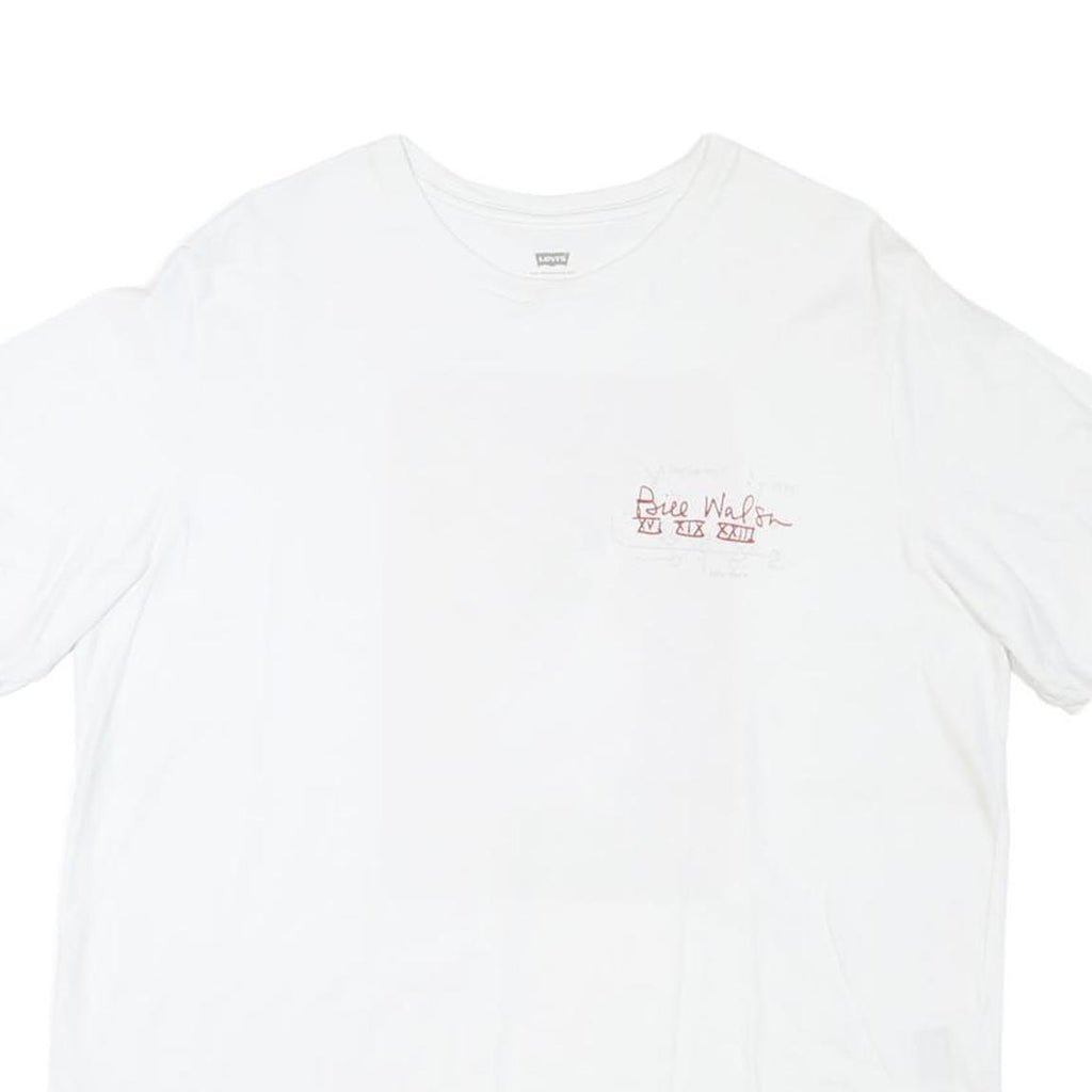 LEVI'S Mens White XL Graphic T-Shirt Short Sleeve Crew Neck Sports Style