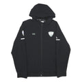 ADIDAS Mens Black Hooded Zip Jacket L Polyester Plain Sports Logo
