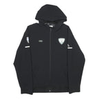 ADIDAS Mens Black Hooded Zip Jacket L Polyester Plain Sports Logo