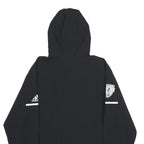 ADIDAS Mens Black Hooded Zip Jacket L Polyester Plain Sports Logo