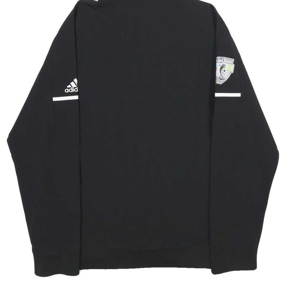 ADIDAS Mens Black Hooded Zip Jacket L Polyester Plain Sports Logo