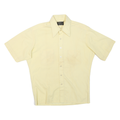 Mens Beige Short Sleeve Polyester Blend Shirt L Button Collar Casual