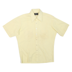 Mens Beige Short Sleeve Polyester Blend Shirt L Button Collar Casual
