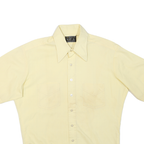 Mens Beige Short Sleeve Polyester Blend Shirt L Button Collar Casual