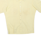 Mens Beige Short Sleeve Polyester Blend Shirt L Button Collar Casual