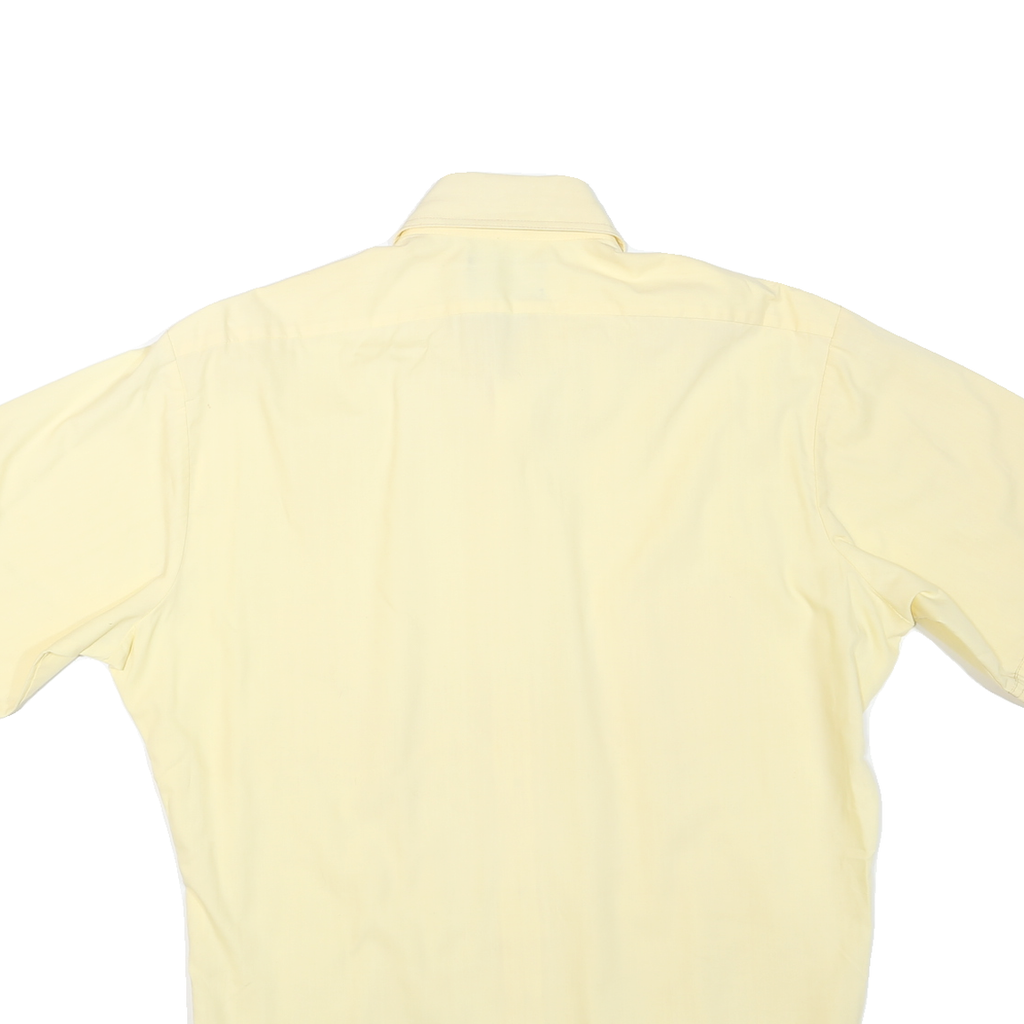 Mens Beige Short Sleeve Polyester Blend Shirt L Button Collar Casual