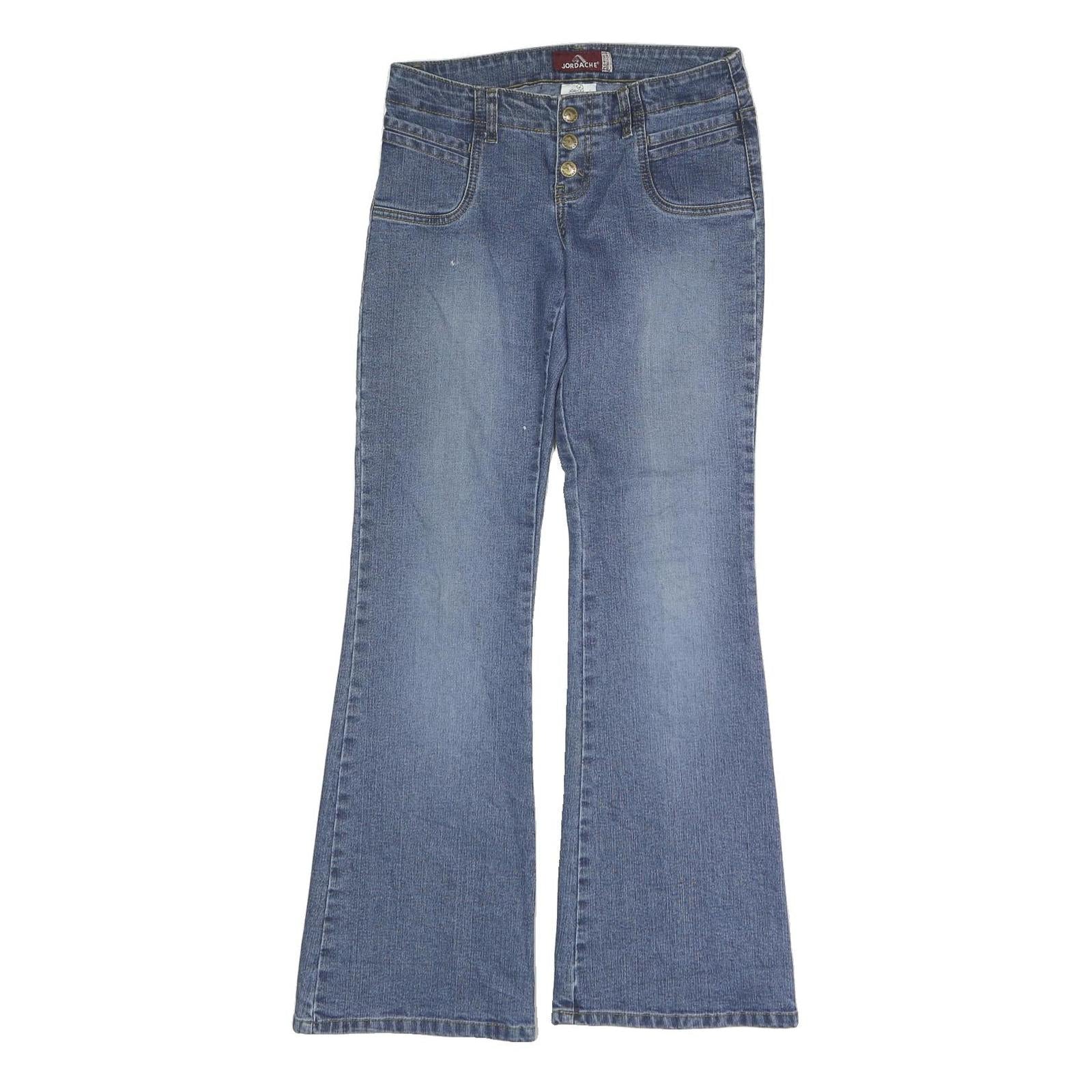 JORDACHE Womens Jeans Blue Regular Flared Denim Medium W30 L31 Button Closure