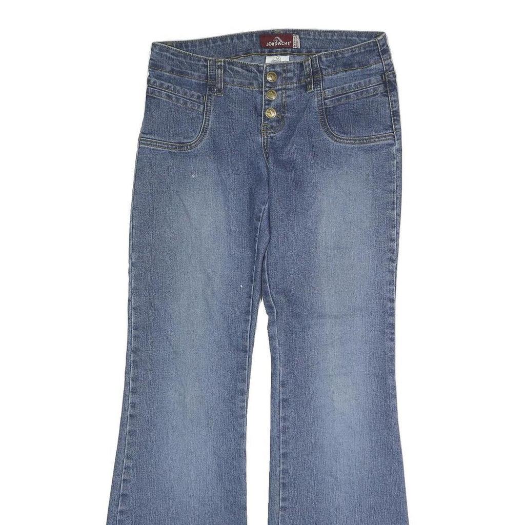 JORDACHE Womens Jeans Blue Regular Flared Denim Medium W30 L31 Button Closure