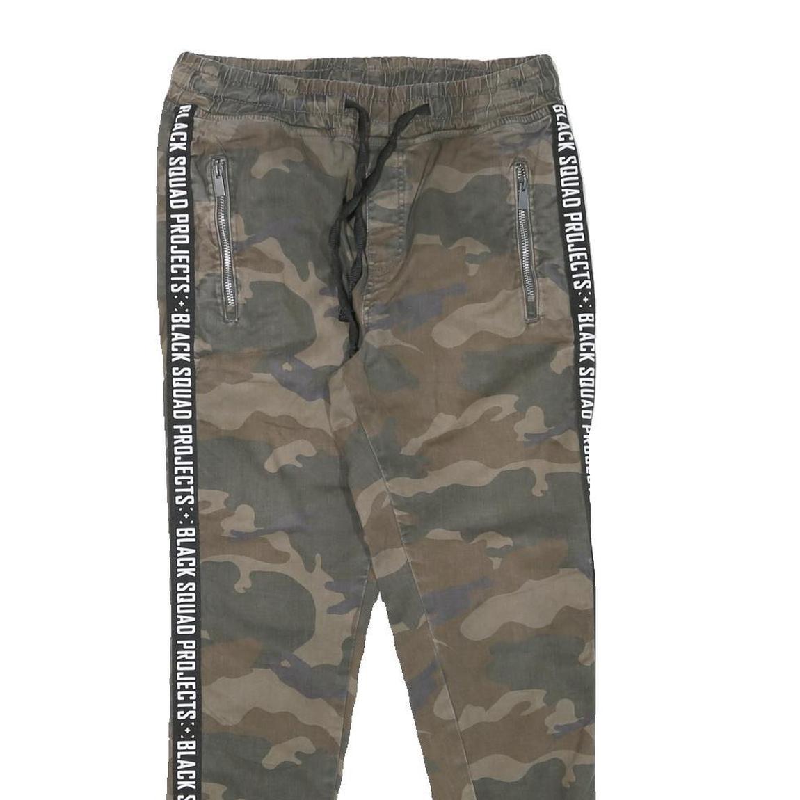 BLACK SQAUD Womens Cotton Blend Slim Fit Camouflage Trousers W28 L28 Drawstring