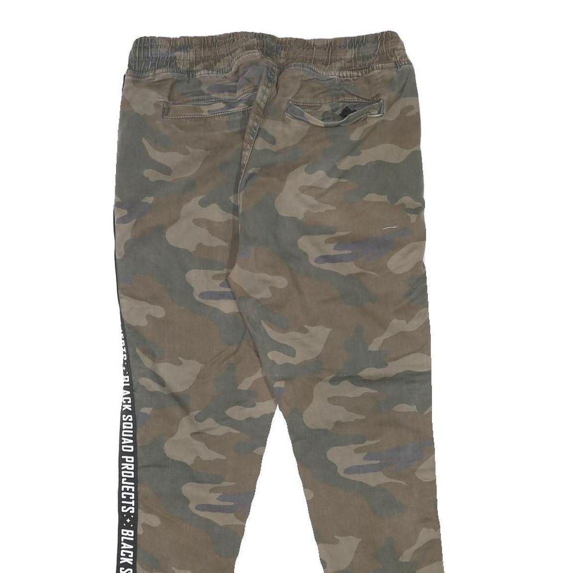 BLACK SQAUD Womens Cotton Blend Slim Fit Camouflage Trousers W28 L28 Drawstring