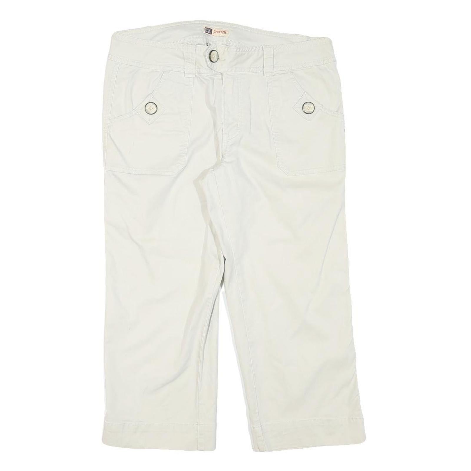 FADED GLORY Womens Shorts White Casual L W32 Cotton Blend Button Pocket