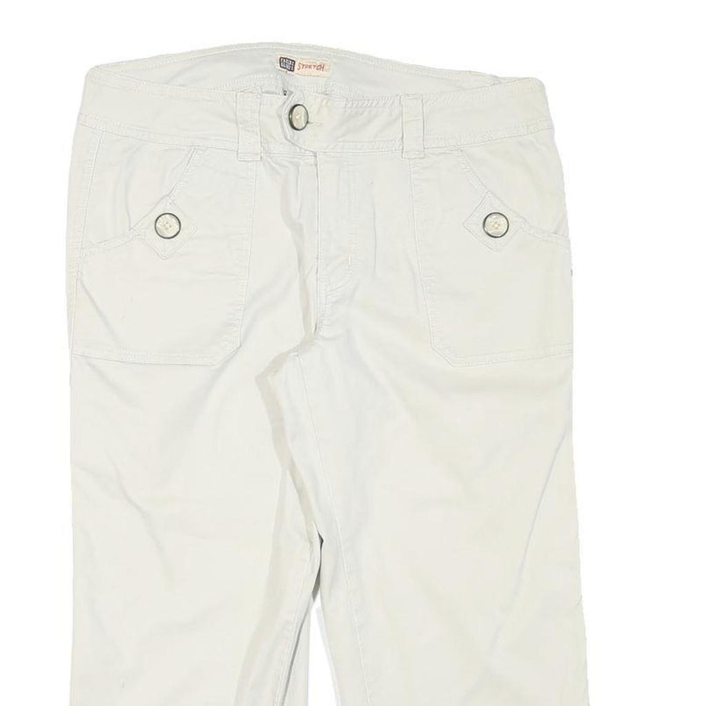 FADED GLORY Womens Shorts White Casual L W32 Cotton Blend Button Pocket