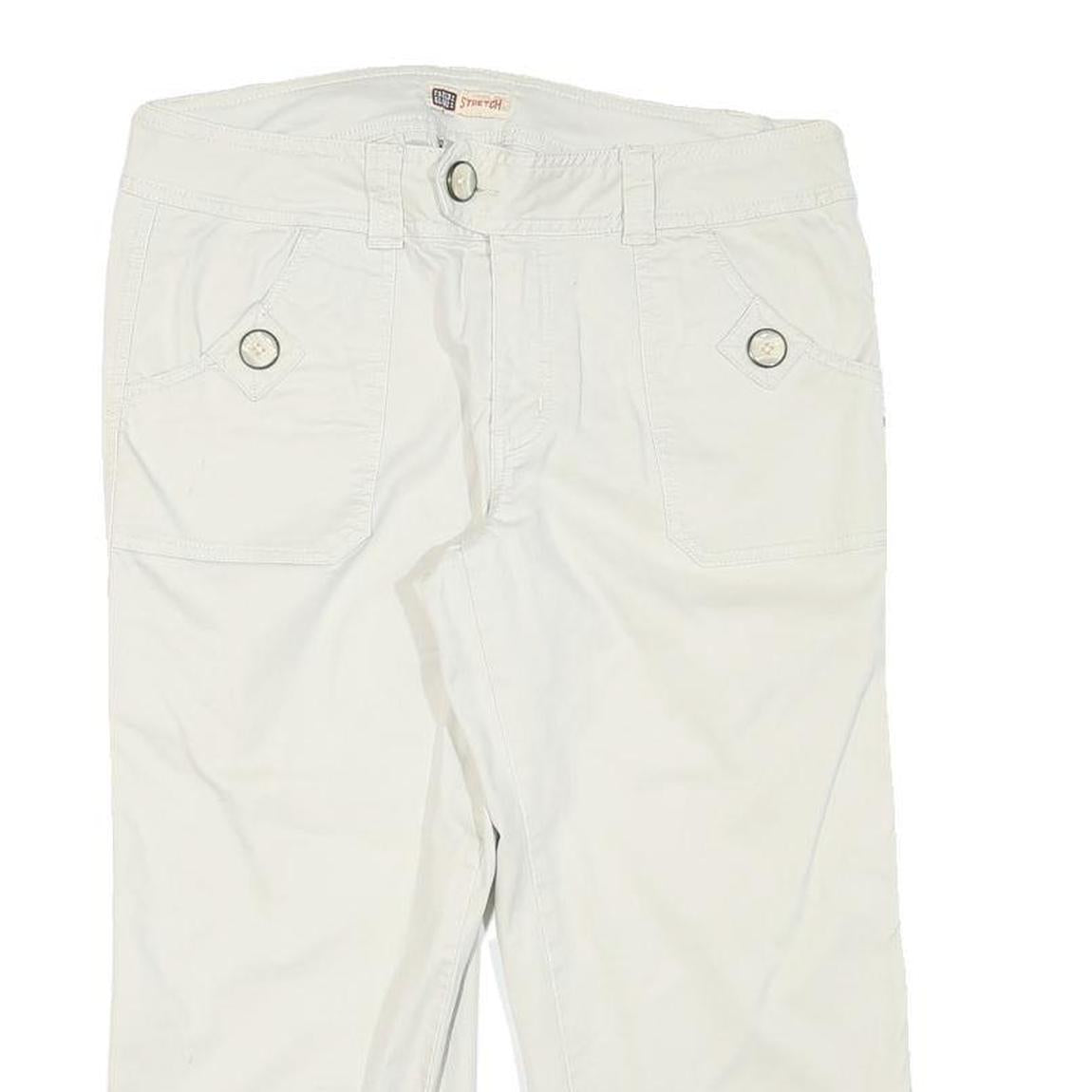 FADED GLORY Womens Shorts White Casual L W32 Cotton Blend Button Pocket