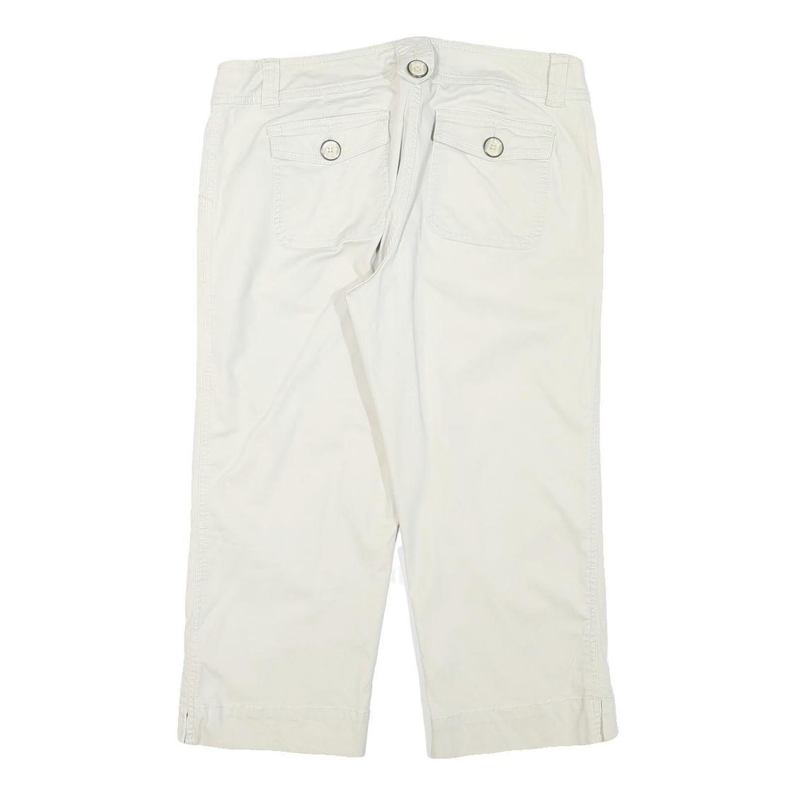 FADED GLORY Womens Shorts White Casual L W32 Cotton Blend Button Pocket