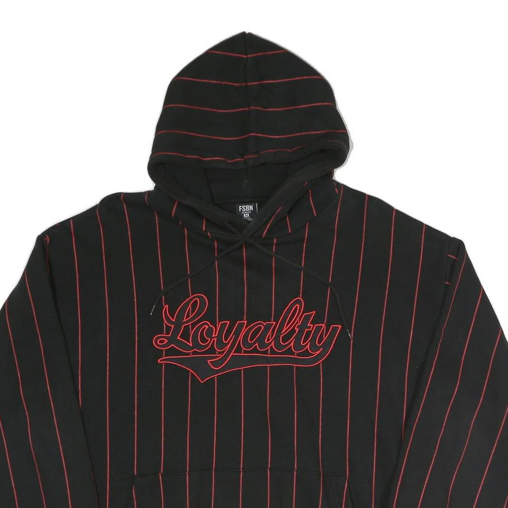 FSBN Mens Black & Red Pinstripe Loyalty Pullover Hoodie M Casual Streetwear