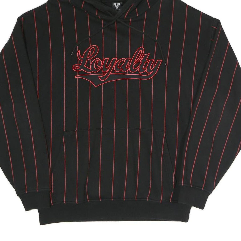 FSBN Mens Black & Red Pinstripe Loyalty Pullover Hoodie M Casual Streetwear