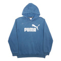 PUMA Womens Blue Pullover Hoodie M Cotton Blend Casual Sporty Sweatshirt