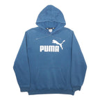 PUMA Womens Blue Pullover Hoodie M Cotton Blend Casual Sporty Sweatshirt