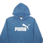 PUMA Womens Blue Pullover Hoodie M Cotton Blend Casual Sporty Sweatshirt