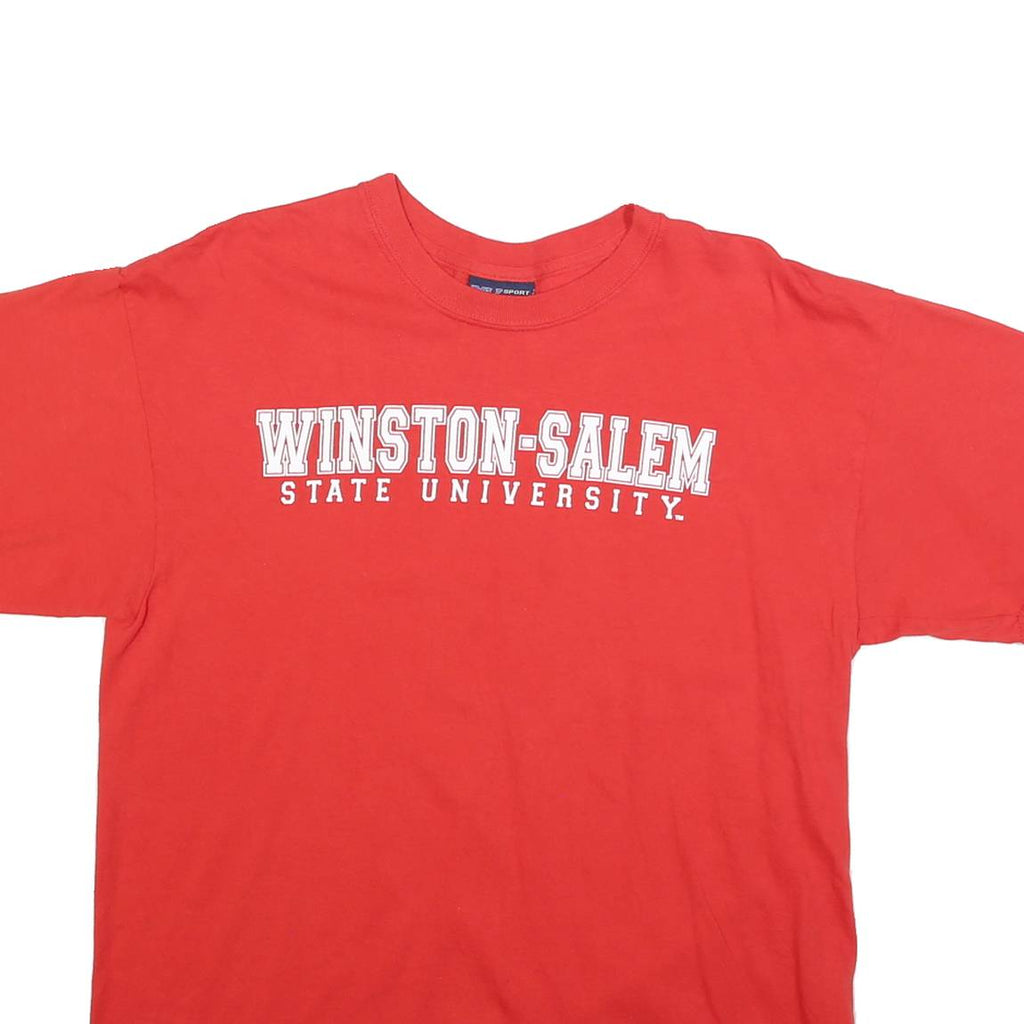 MV SPORT Mens Red Winston-Salem State University Graphic T-Shirt L Short Sleeve