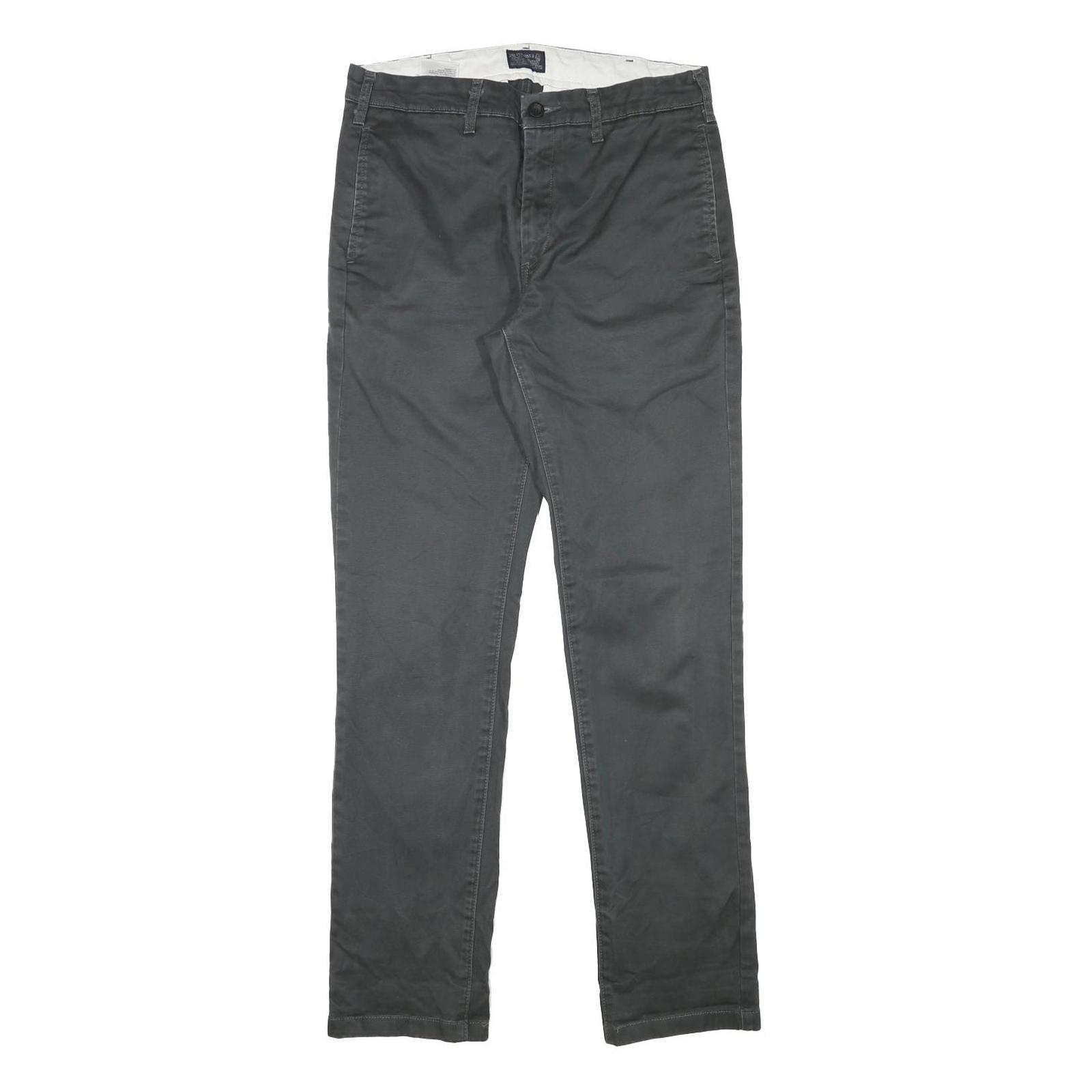 LEVI'S Mens Cotton Blend Slim Black Trousers W30 L30 Zip Closure Casual Wear