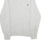 NAUTICA Mens Grey Pullover Plain 1/4 Zip Basic Knit Jumper L Cotton Casual