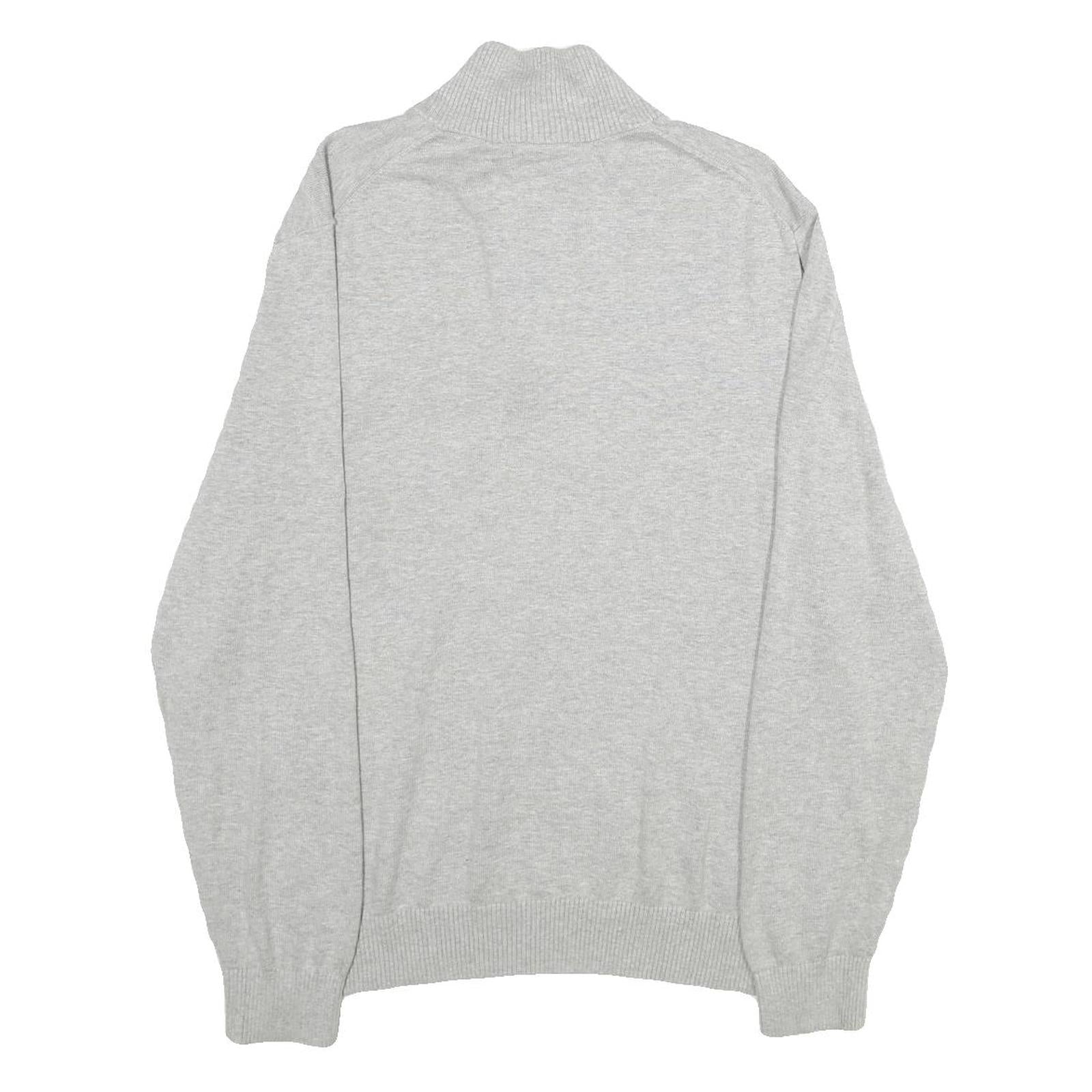 NAUTICA Mens Grey Pullover Plain 1/4 Zip Basic Knit Jumper L Cotton Casual