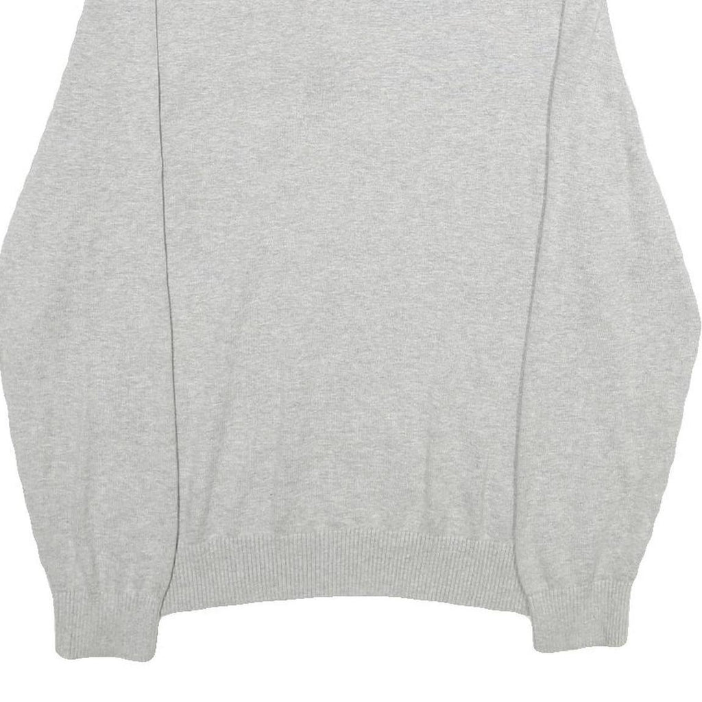 NAUTICA Mens Grey Pullover Plain 1/4 Zip Basic Knit Jumper L Cotton Casual