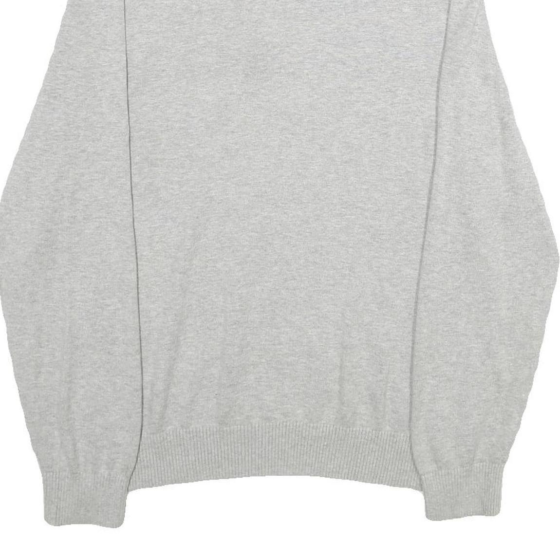 NAUTICA Mens Grey Pullover Plain 1/4 Zip Basic Knit Jumper L Cotton Casual