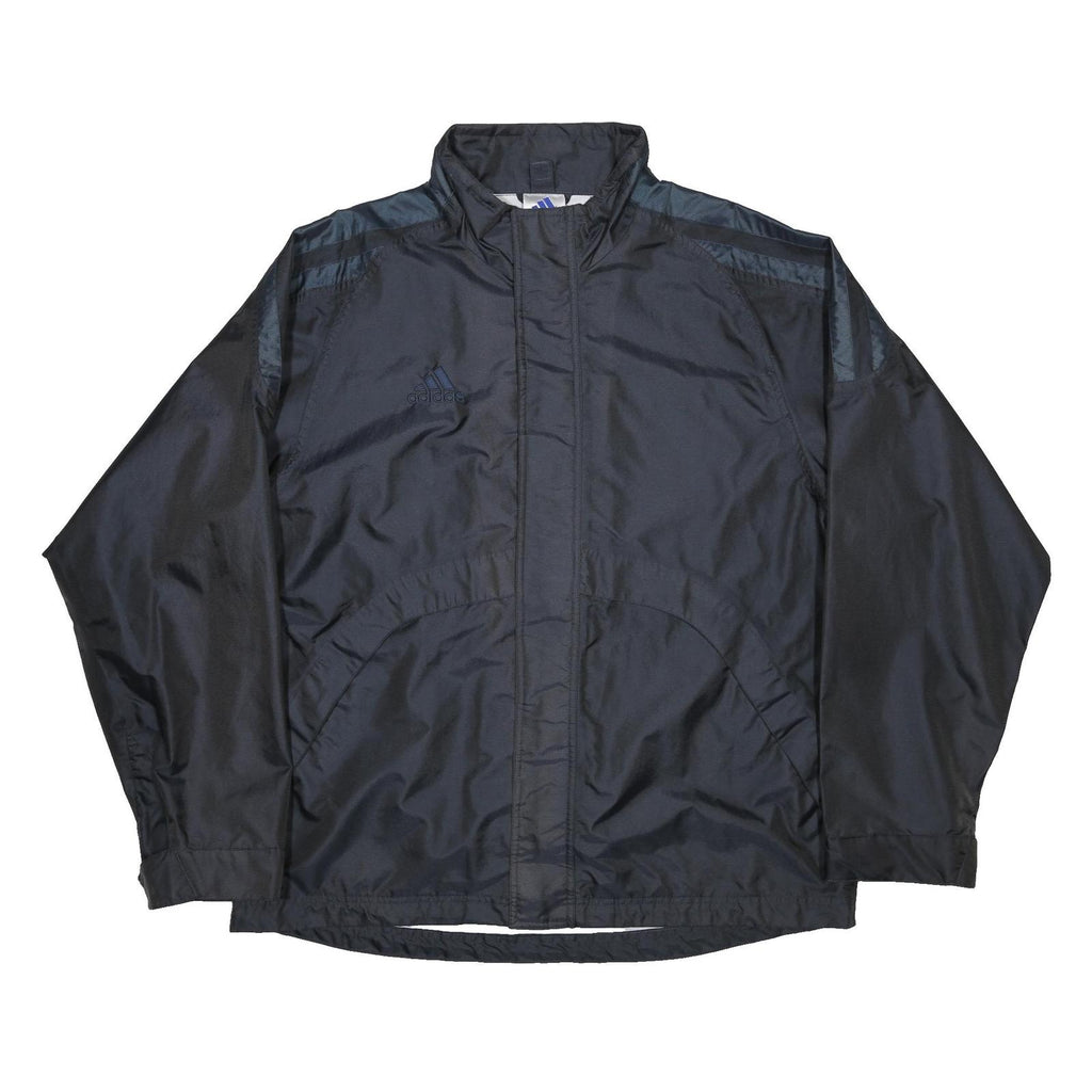 ADIDAS Mens Black & Navy Zip Up Sports Jacket L Polyester Blend Track Top