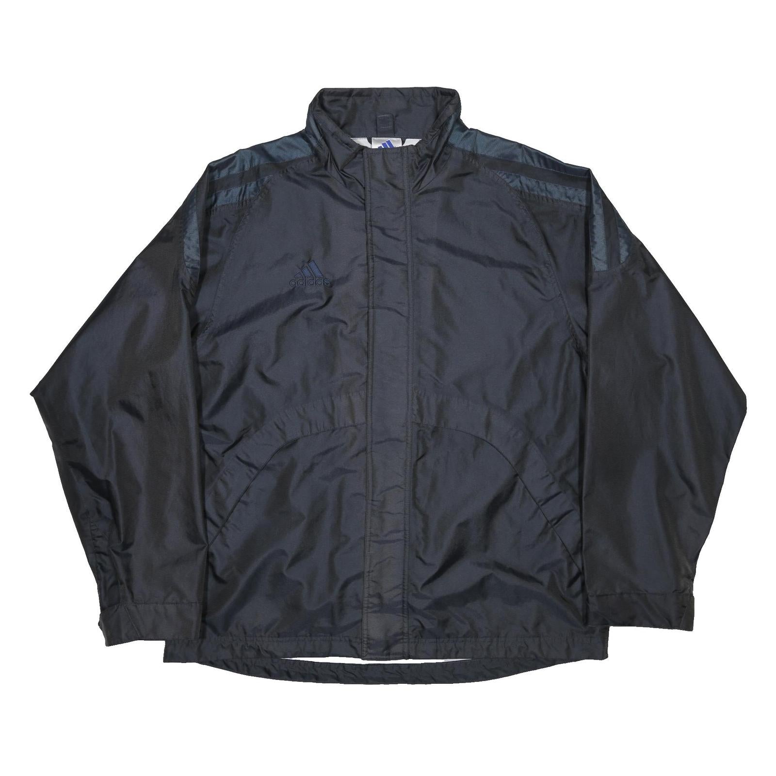 ADIDAS Mens Black & Navy Zip Up Sports Jacket L Polyester Blend Track Top