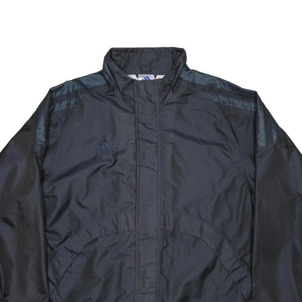ADIDAS Mens Black & Navy Zip Up Sports Jacket L Polyester Blend Track Top