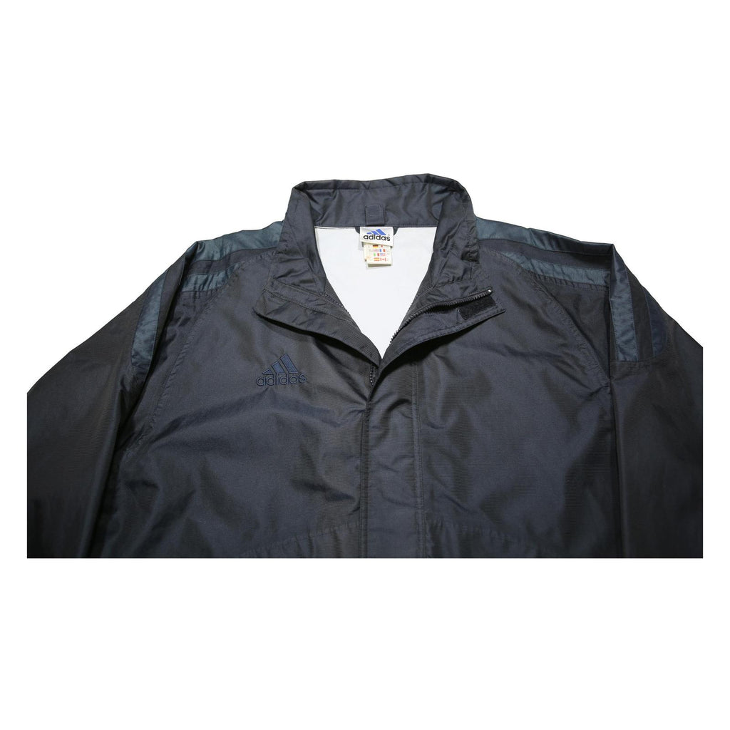 ADIDAS Mens Black & Navy Zip Up Sports Jacket L Polyester Blend Track Top