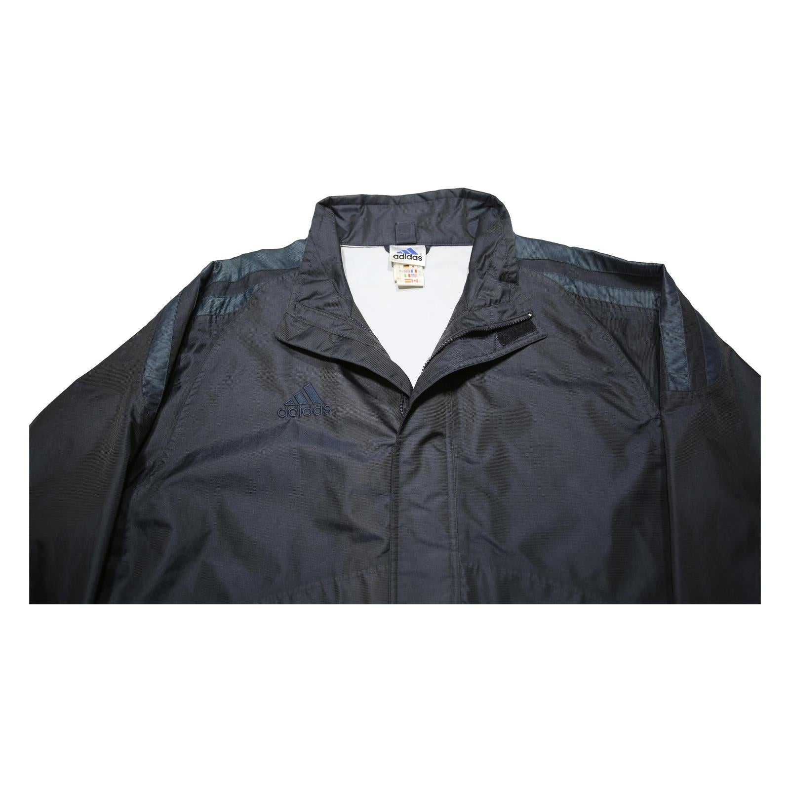 ADIDAS Mens Black & Navy Zip Up Sports Jacket L Polyester Blend Track Top