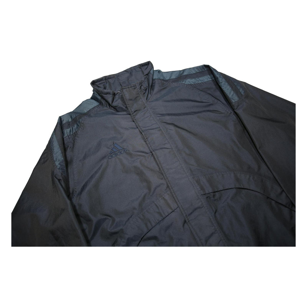 ADIDAS Mens Black & Navy Zip Up Sports Jacket L Polyester Blend Track Top