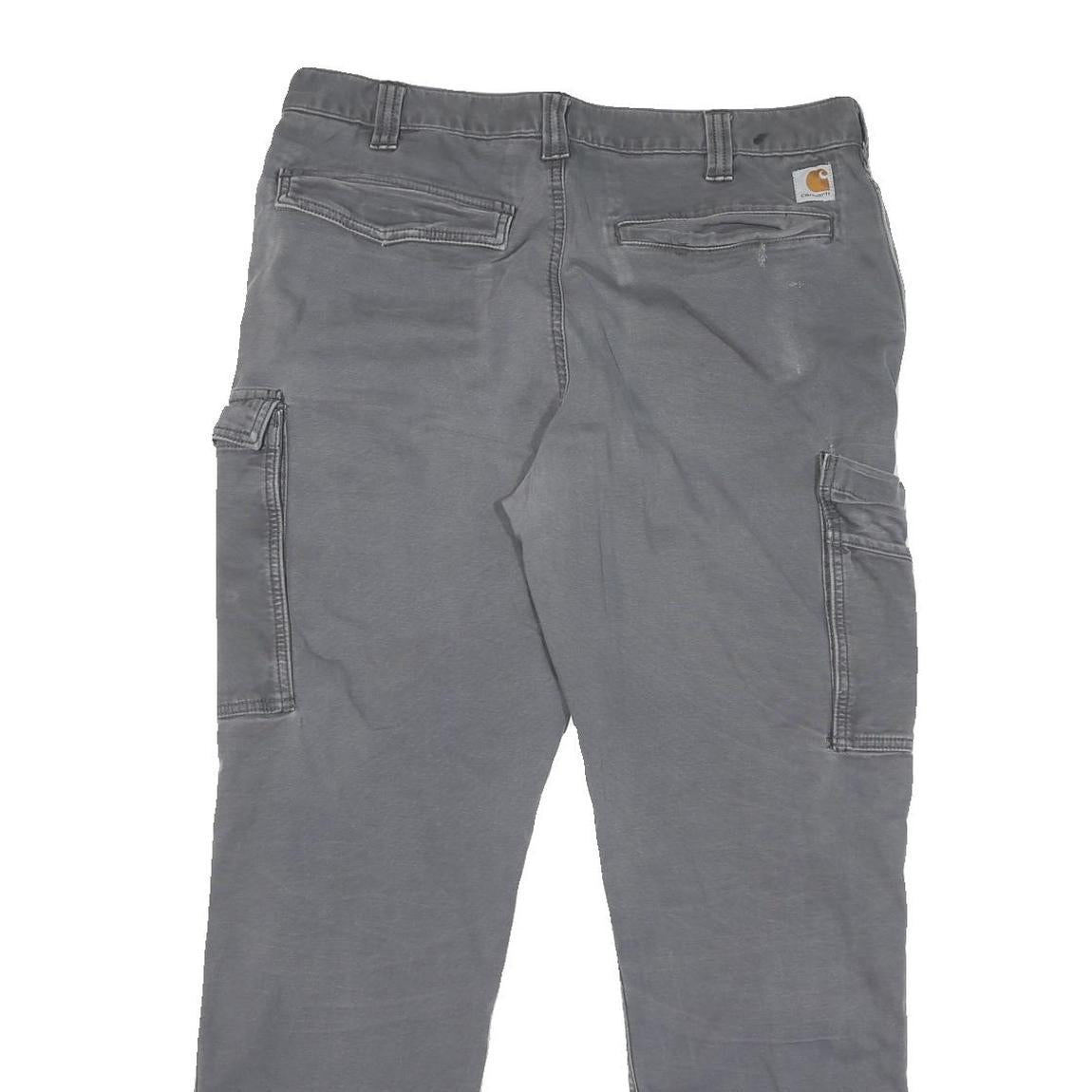 CARHARTT Mens Cotton Blend Grey Regular Cargo Trousers W36 L30 Workwear Casual